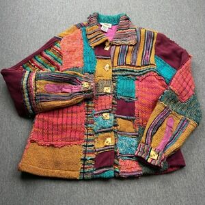 Sandy Starkman Yarn Patchwork Jacket Womens Small Art to Wear Knit‎